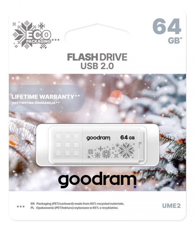 GOODRAM FLASHDRIVE 64GB UME2-WINTER WHITE USB 2.0