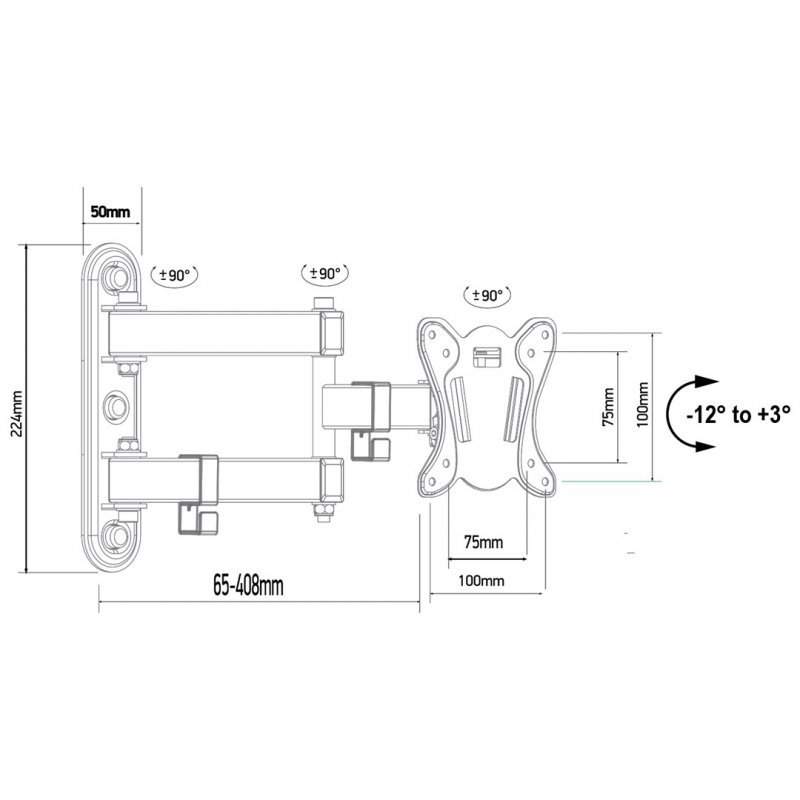 MACLEAN UCHWYT DO TELEWIZORA LUB MONITORA MAX. VESA 100X100, 13-32&quot;, 30KG, CZARNY MC-417
