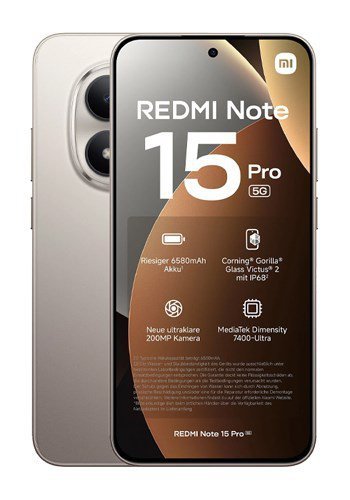 Xiaomi Redmi Note 15 Pro 5G 17,4 cm (6.83") 8 GB 256 GB 6580 mAh Tytan