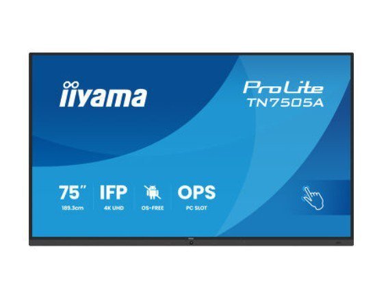 IIYAMA Monitor 75 cali TN7505A-B1AG IPS,4K,40pkt,500cd,nonOS,1200:1,5ms,    DeepContrast-IR+, 1xVGA,2xHDMI,DP,USB-C(PD65W),2xRJ4