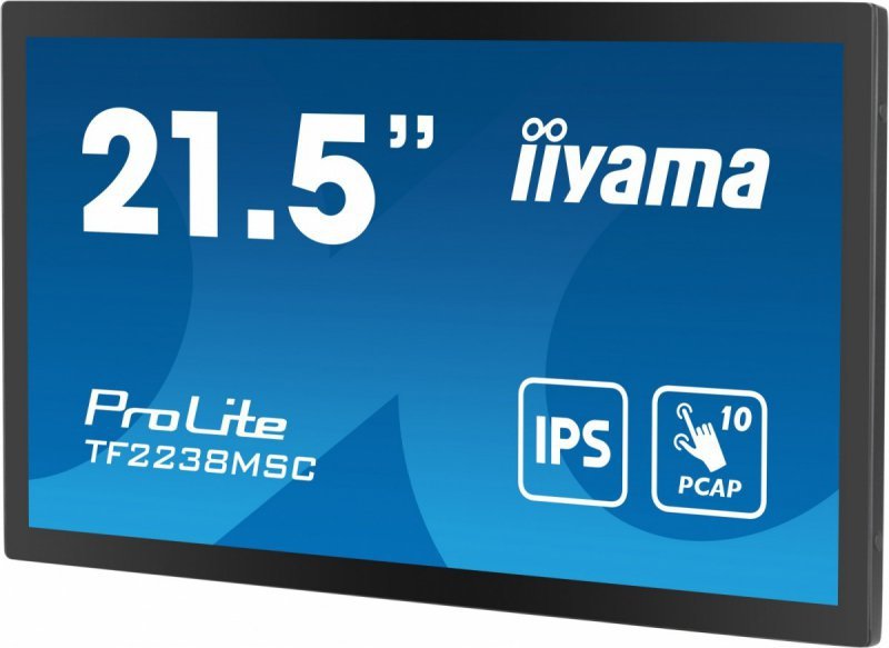 IIYAMA Monitor wielkoformatowy 21.5 cala TF2238MSC-B1 IPS,FHD,DP,HDMI,2x2W,2xUSB,600(cd/m2),  10pkt.7H,IP1X(Front),Pion/Poziom
