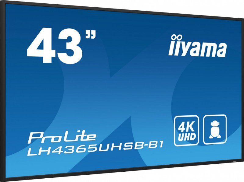 IIYAMA Monitor 43 cale LH4365UHSB-B1 24/7, IPS, ANDROID 11, 4K, 800cd, iiSignage2, SDM, 2x HDMI, DP, 2x USB,2x 10W, RJ45, WiFi, 