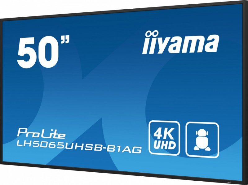 IIYAMA Monitor 50 cali LH5065UHSB-B1 AG, 24/7, VA, ANDROID 11, 4K, 800cd, iiSignage2, SDM, 2x HDMI, DP, 2x USB,2x 10W, RJ45, WiF