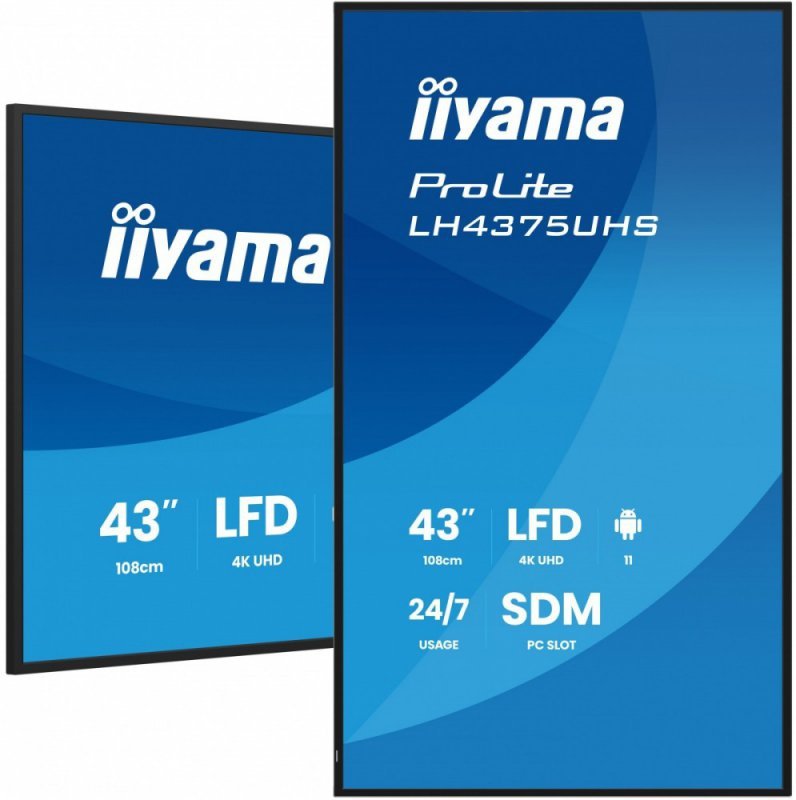 IIYAMA Monitor 43 cale LH4375UHS-B2AG,24/7,IPS,ANDROID.11,4K, WiFi,          iiSignage2, FailOver, EShare, 24/7, full daisy chai