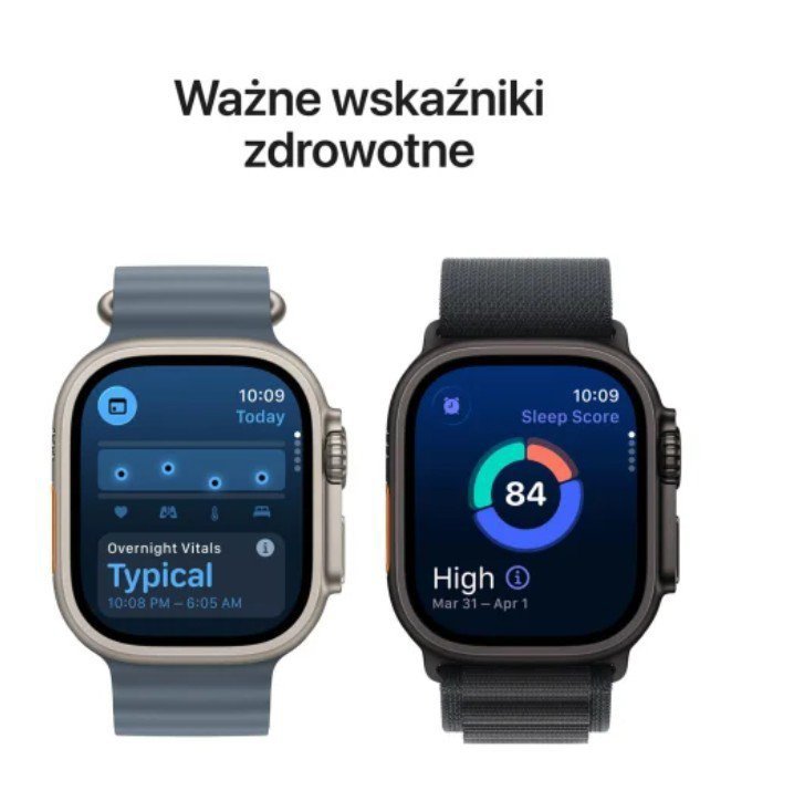 Apple Watch Ultra 3 GPS + Cellular koperta 49 mm z tytanu w kolorze naturalnym, opaska Alpine w kolorze jasnoniebieskim - rozmia