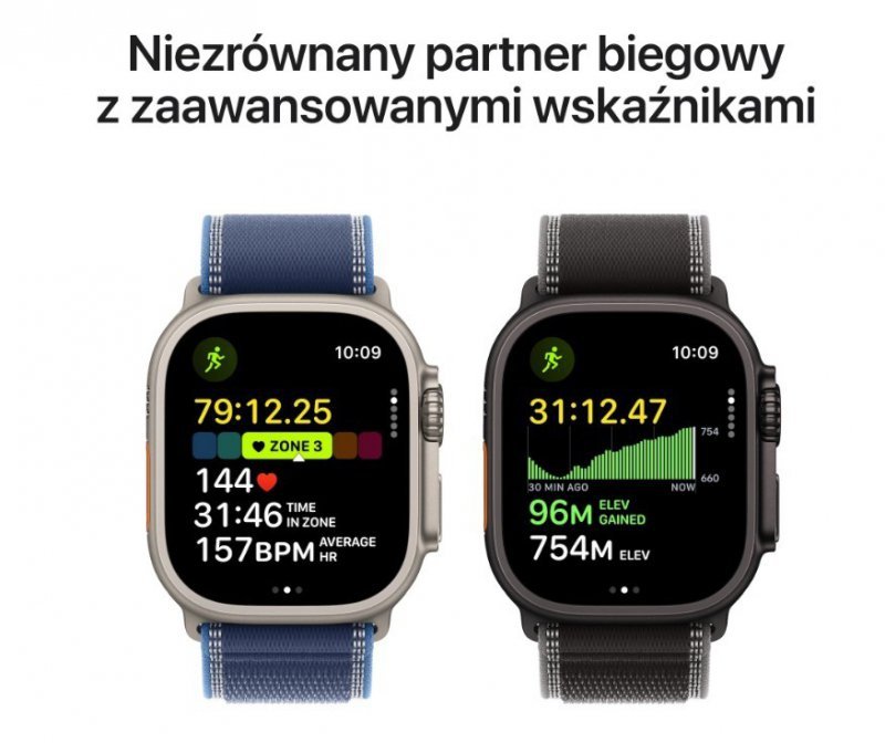 Apple Watch Ultra 3 GPS + Cellular koperta 49 mm z tytanu w kolorze czarnym, opaska Trail w kolorze czarnym/węgla drzewnego - ro