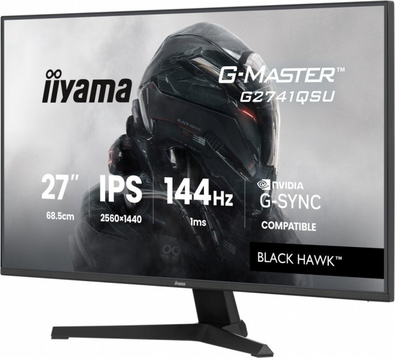 IIYAMA Monitor 27 cali G2741QSU-B1 IPS,QHD,144Hz,1ms,2xUSB                  Adaptive G-SYNC,HDMI,DP,350cd,
