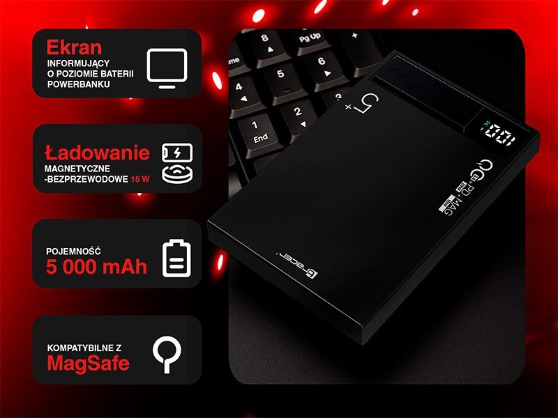 Power bank TRACER AirMag1 5000mAh PD20W+15W Mag