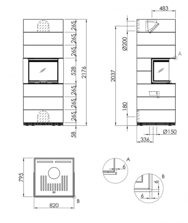 Kominek modułowy SIM ARTE 3RL-60h
