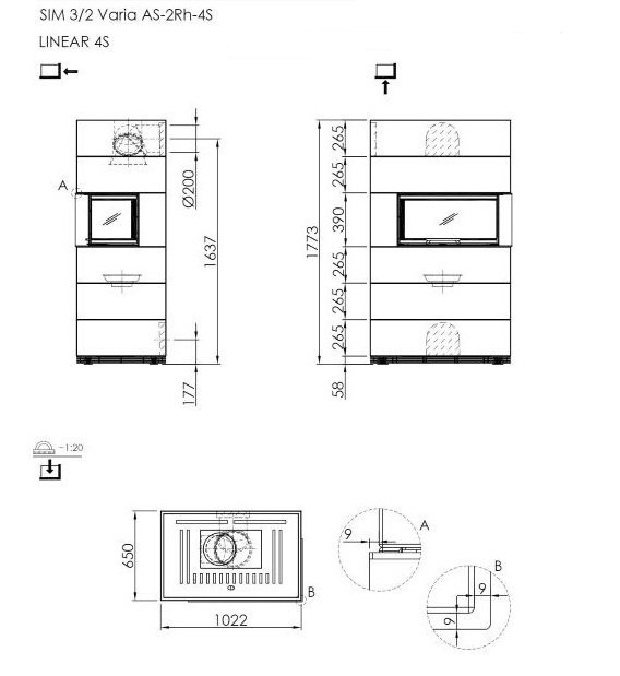 Kominek modułowy SIM VARIA AS-2Rh