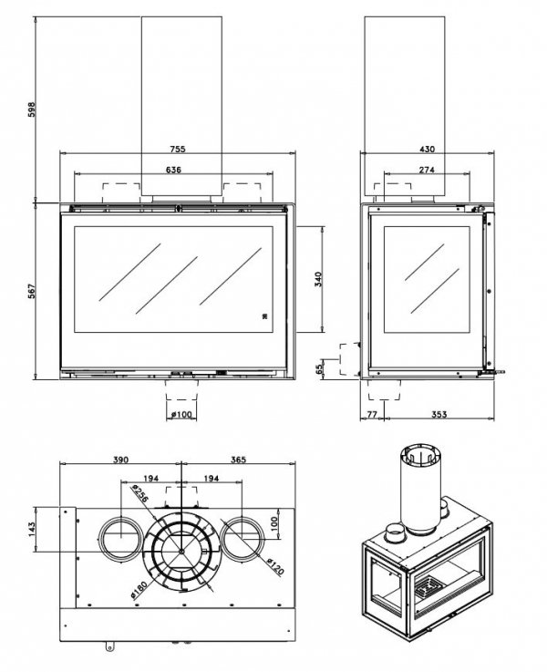 Wkład kominkowy ROCAL ARc 76 LI +PLUS 180
