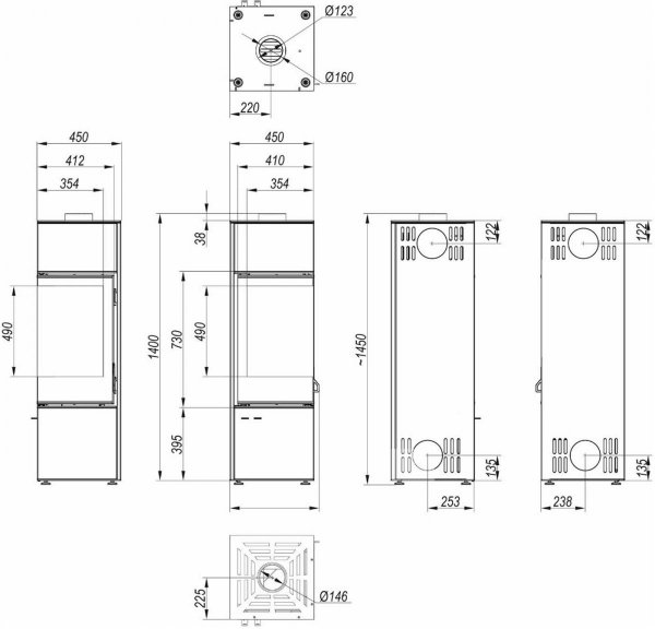 Piec wolnostojący DEFRO QUADROOM LONG