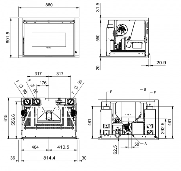 Wkład kominkowy na pellet COMFORT P85 PLUS