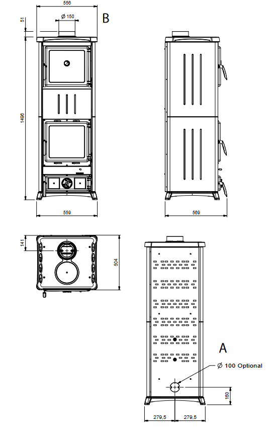 Piec wolnostojący La Nordica NOVA FORNO STEEL