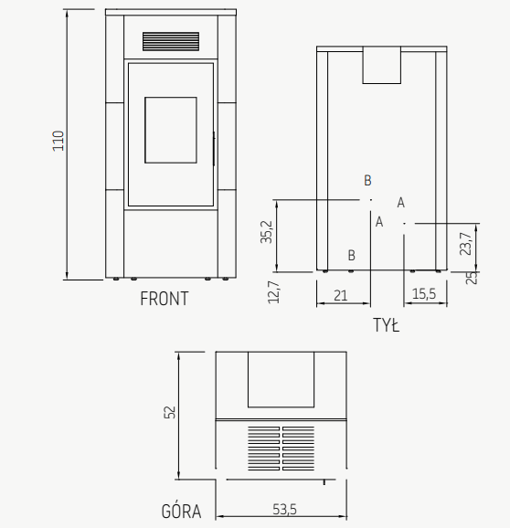 Piec na pellet River Hydro 16 kW kafel - Cadel