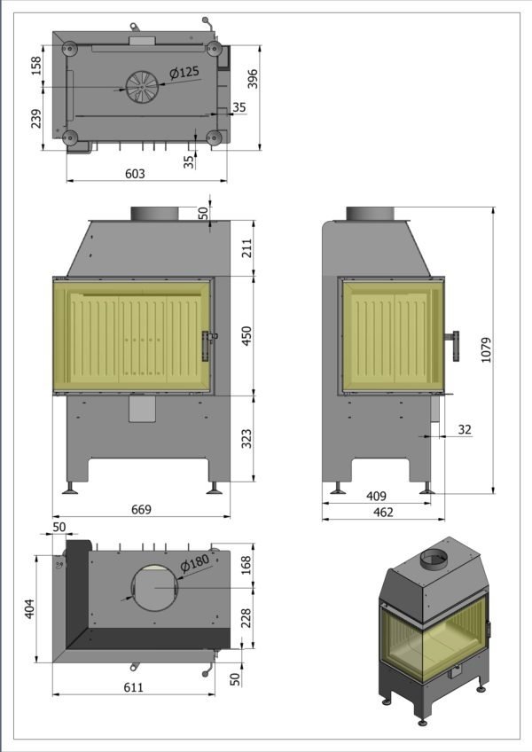 Wkład kominkowy Heatro 55L
