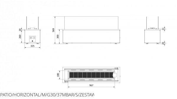Ogrzewacz gazowy PATIO HORIZONTAL stalowy - automatyka pilot