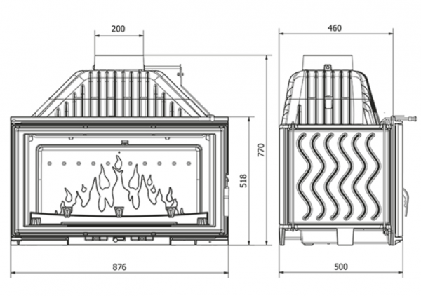 KAWMET Wkład kominkowy żeliwny W15 (16,3 kW) ECO