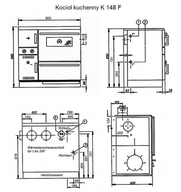 Kocioł kuchenny K 148 F brąz z płaszczem wodnym