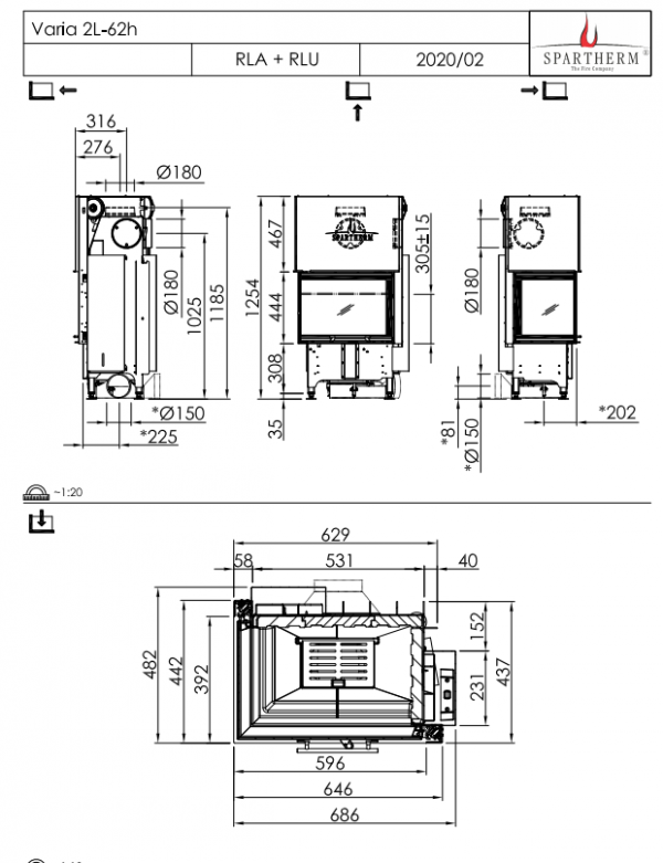 Wkład kominkowy SPARTHERM Varia 2L-62h RLU