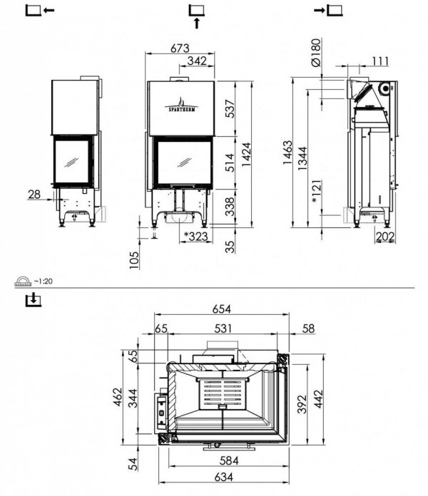 Wkład kominkowy SPARTHERM  Varia 2R-55h RLU