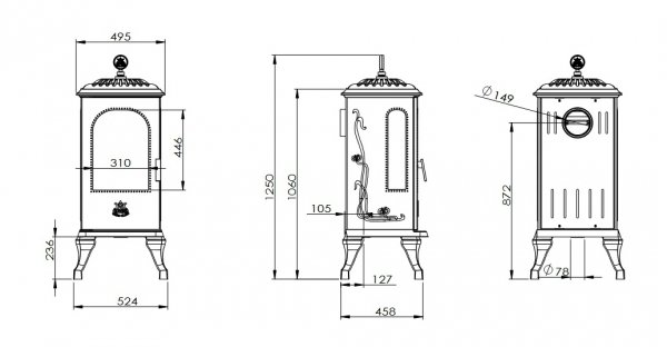 Piec wolnostojący Victoria 125 (drewno)