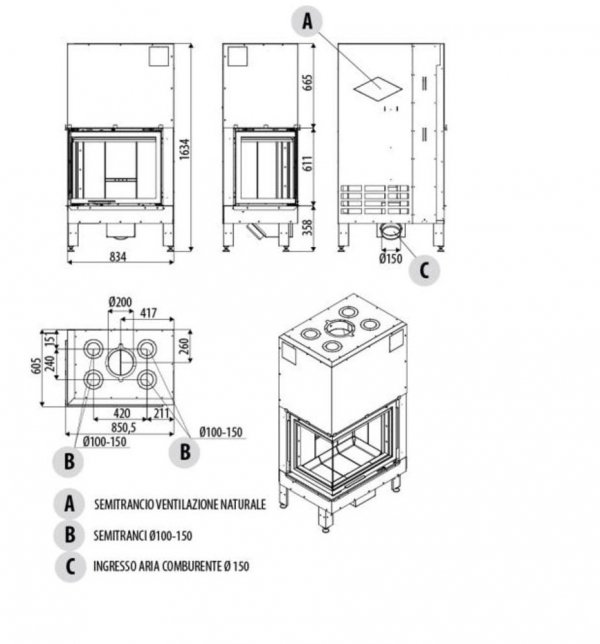 Wkład kominkowy MCZ - Plasma 75 DX lewa szyba