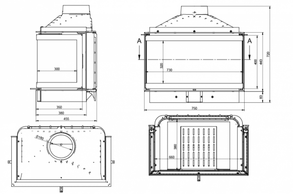 Wkład kominkowy żeliwny DORAKO ECO MAX 7 3F standard