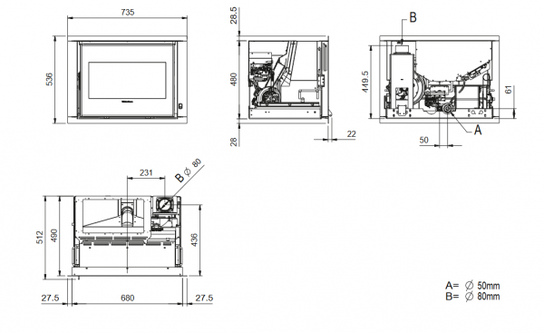 Wkład kominkowy na pellet COMFORT P70 AIR H49