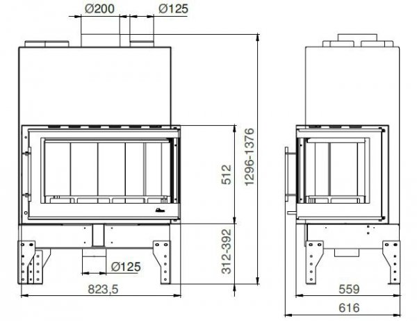 Wkład kominkowy UNIFLAM 860 EVO LBS łączona lewa boczna szyba