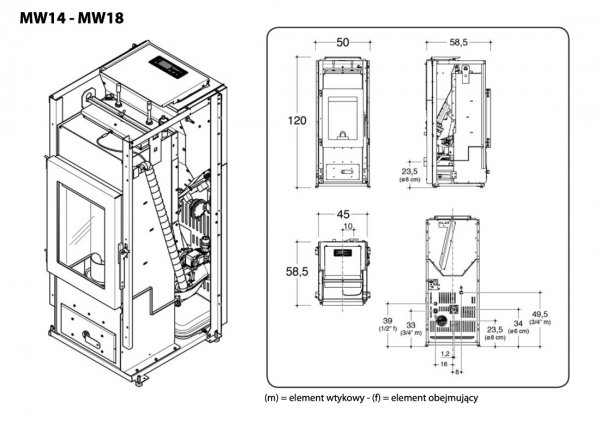 Piec na pellet Alpina MW 14/18/24 kW z płaszczem wodnym