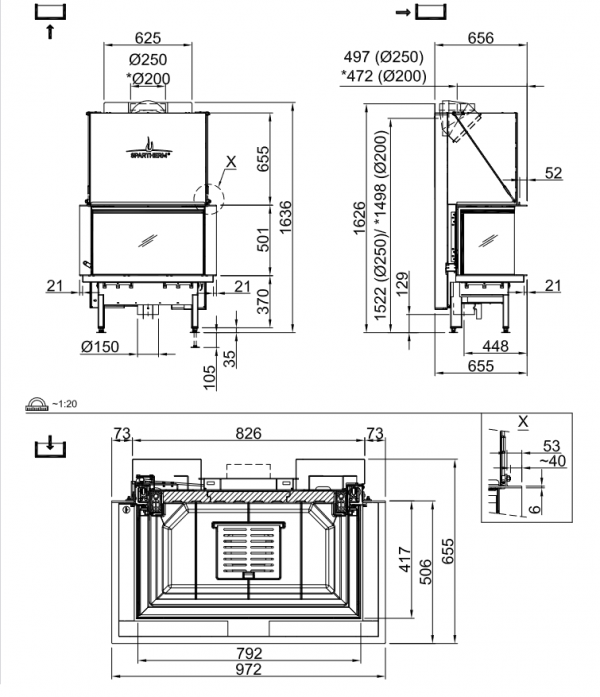 Wkład kominkowy SPARTHERM Premium A-3RL-80h