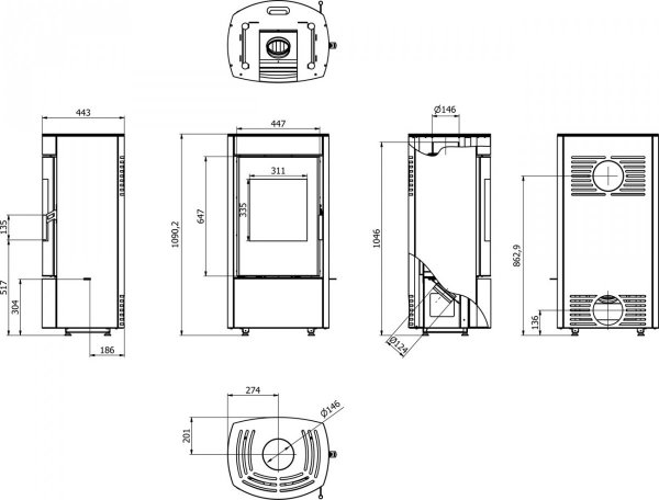 Piec wolnostojący DEFRO CERES 6,6 kW OUTLET