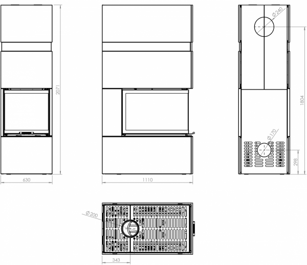 Kominek modułowy TRI BOX 54x80x53.G