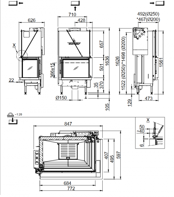 Wkład kominkowy SPARTHERM Premium V-2R-68h