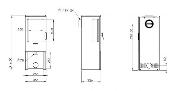Piec wolnostojący Nobel 90 (drewno)