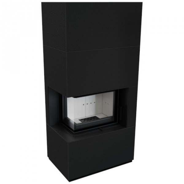 Kominek powietrzny  FLOKI lewy 8 kW Ø 160 w zabudowie modułowej ZIMBABWE NERO