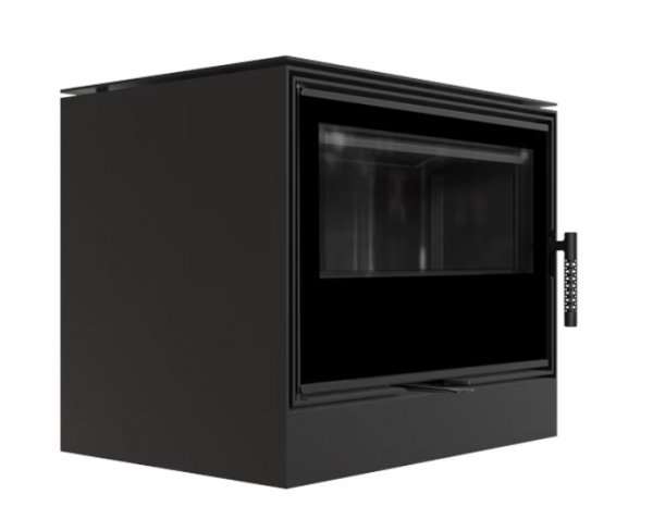 Piec stalowy KARI 70 fi 150 8 kW kominek w zabudowie z czarnym wnętrzem