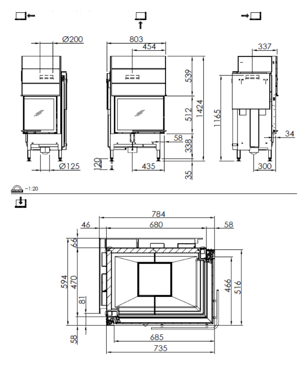 Wkład kominkowy GLOBAL 2Rh 68/48