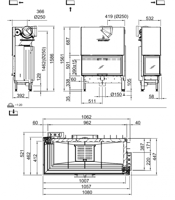 Wkład kominkowy SPARTHERM VARIA 2L-100h