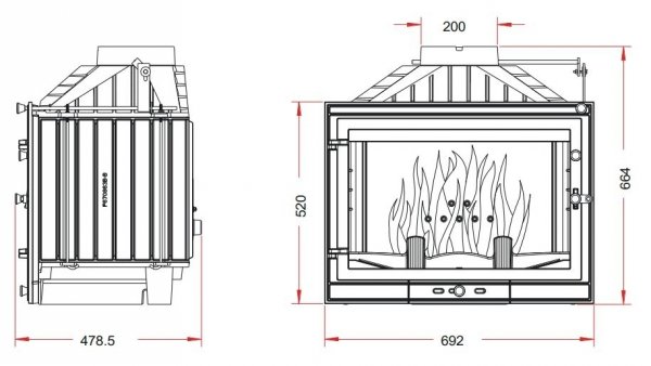 Wkład kominkowy żeliwny UNIFLAM 700 STANDARD ECO z szybrem