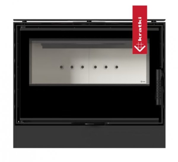 Piec stalowy KARI 70 fi 150 8 kW kominek w zabudowie z czarnym wnętrzem