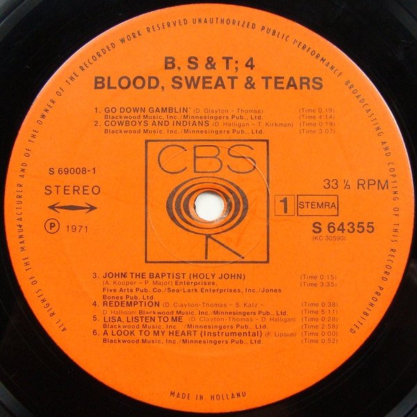 Blood, Sweat &amp; Tears - B, S &amp; T; 4 (LP)