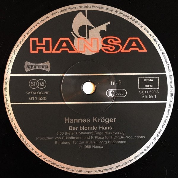 Hannes Kröger - Der Blonde Hans (12'')