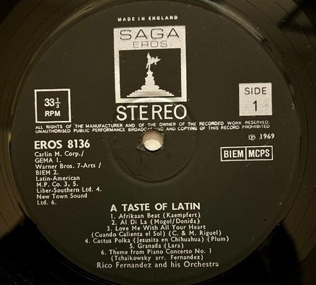 Rico Fernandez &amp; His Orchestra - A Taste Of Latin (LP)