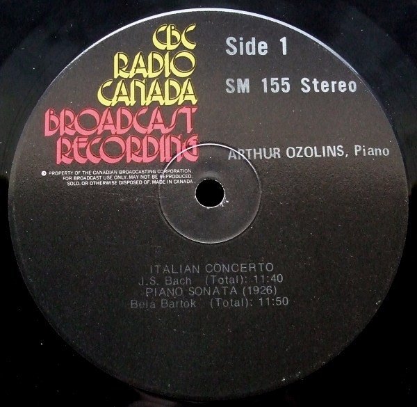 Arthur Ozolins - A Piano Recital By Arthur Ozolins (LP)