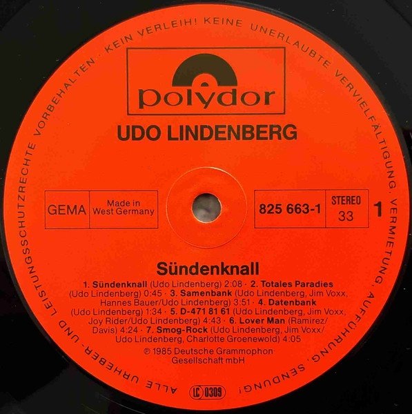 Udo Lindenberg - Sündenknall (LP)