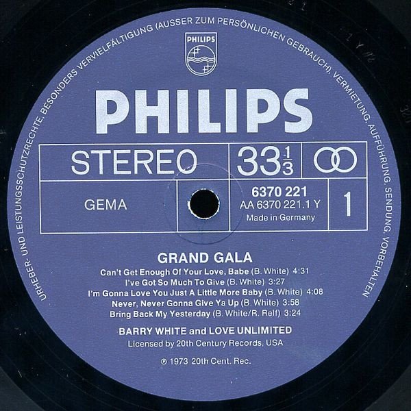 Barry White And Love Unlimited Also Featuring Love Unlimited Orchestra - Grand Gala (LP)