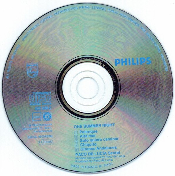 Paco de Lucia Sextet - Live.....One Summer Night. (CD)