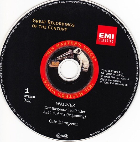 Wagner - Adam · Silja · Talvela · Unger · Kozub · Burmeister · BBC Chorus · New Philharmonia Orchestra · Otto Klemperer - Der Fliegende Holländer (2CD)